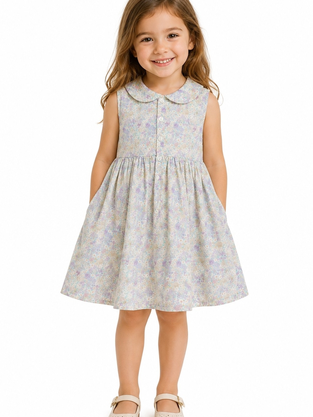 Jamie Kay Organic Cotton Floral Peter Pan Collar Dress Size 5 cottage core party